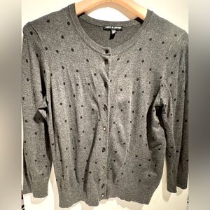Cable & Gauge 3/4 Sleeve Polka Dot Cardigan
